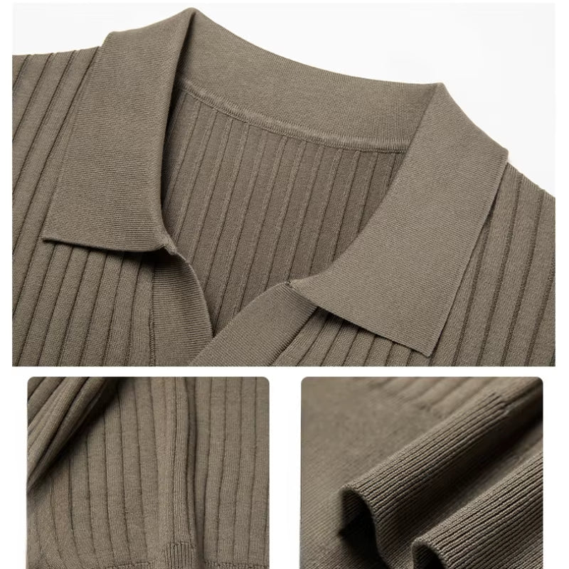 Mulberry Silk Men'S Short-Sleeved Shirt, Slim Fit Summer Business Gentleman Men'S Polo Shirt in 2024, High-End Knitwear