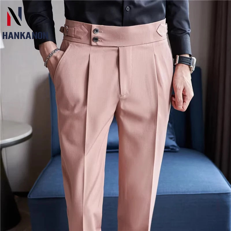High-Quality 2024 Men'S Naples Trousers, Men'S High-Waisted Casual Pants Slim-Fit Suit Trousers 28-38 Classic Formal Dress Pants