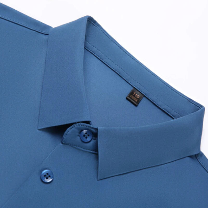 Men'S Ultra Stretch Short Sleeve Shirt Business Casual Breathable Stretchable Abrasion-Resistant Solid Color Short Sleeve Shirt