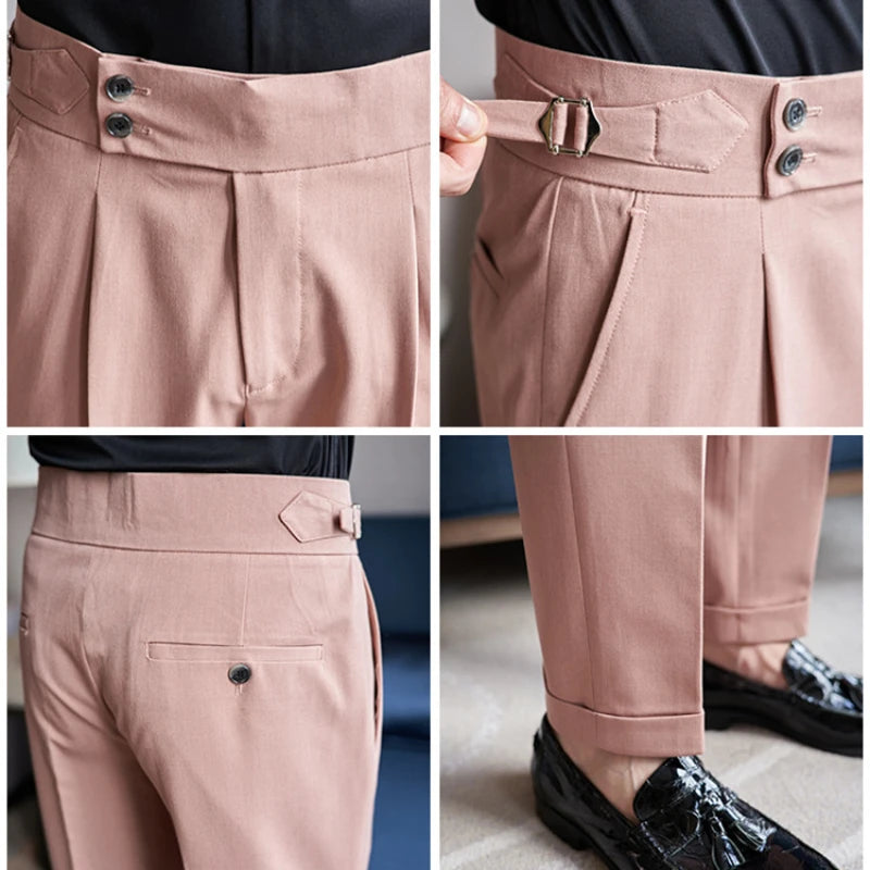 High-Quality 2024 Men'S Naples Trousers, Men'S High-Waisted Casual Pants Slim-Fit Suit Trousers 28-38 Classic Formal Dress Pants