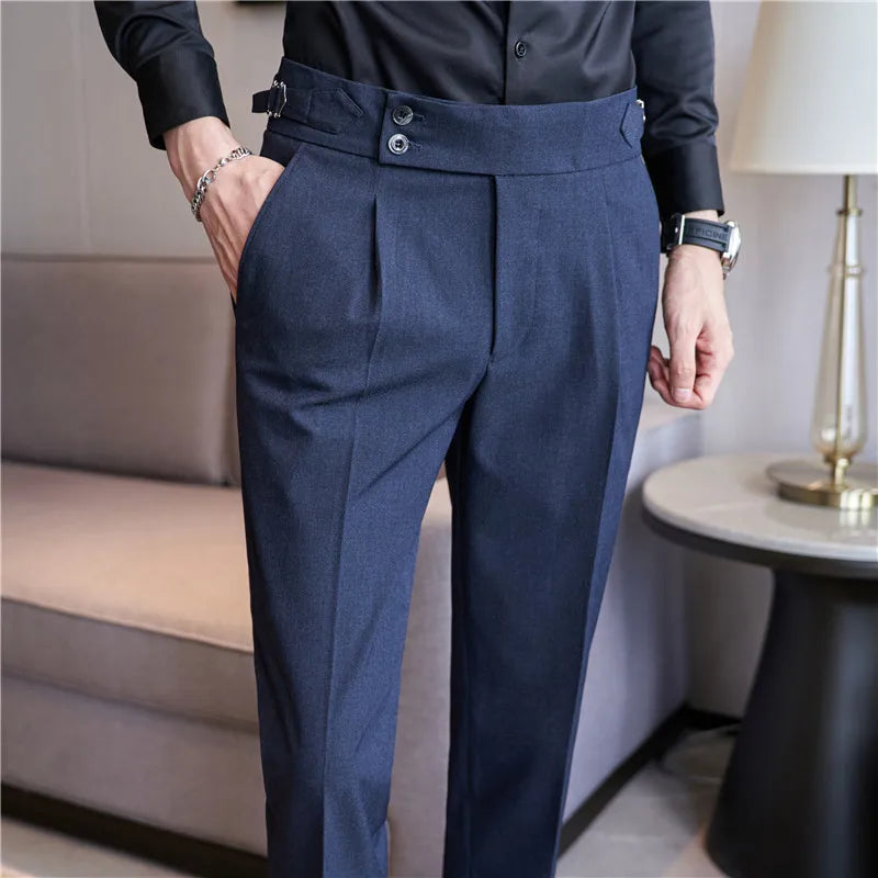 High-Quality 2024 Men'S Naples Trousers, Men'S High-Waisted Casual Pants Slim-Fit Suit Trousers 28-38 Classic Formal Dress Pants